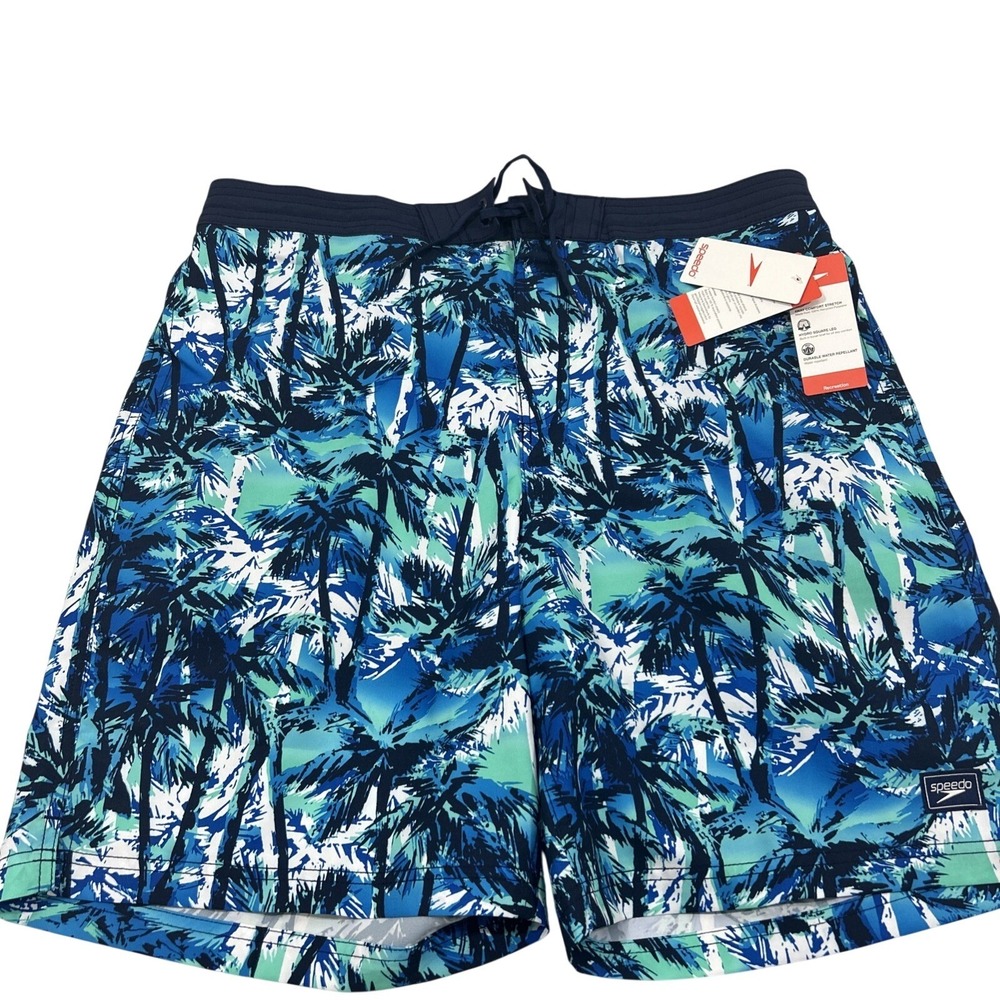Speedo Men XXL  Swim Short Hawaiin Sky Blue 9" Inseam New Tags
